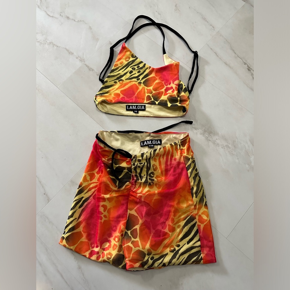 I.AM.GIA Multicolor Animal Print Crop Top